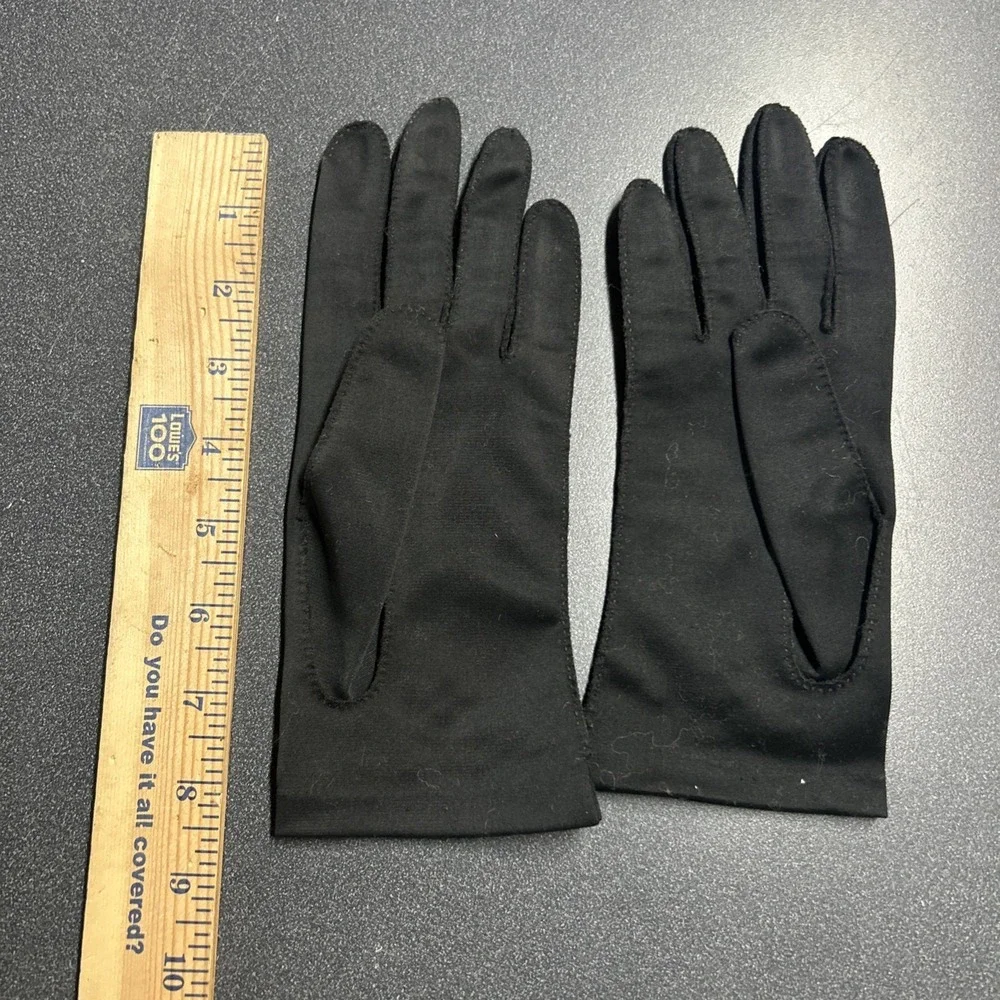 Vintage ARIS Cotton Gloves Embroidered Small Black Germany